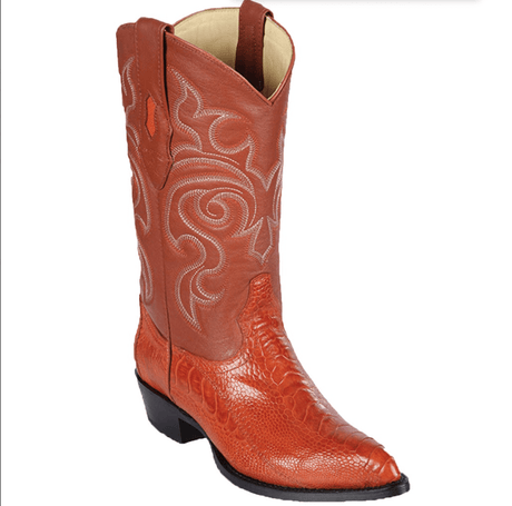 Botas de Avestruz Pata Original Horma Puntal Color Cognac - Los Altos Boots - Los Altos Boots