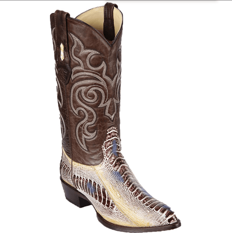 Botas de Avestruz Pata Original Horma Puntal Color Natural - Los Altos Boots - Los Altos Boots
