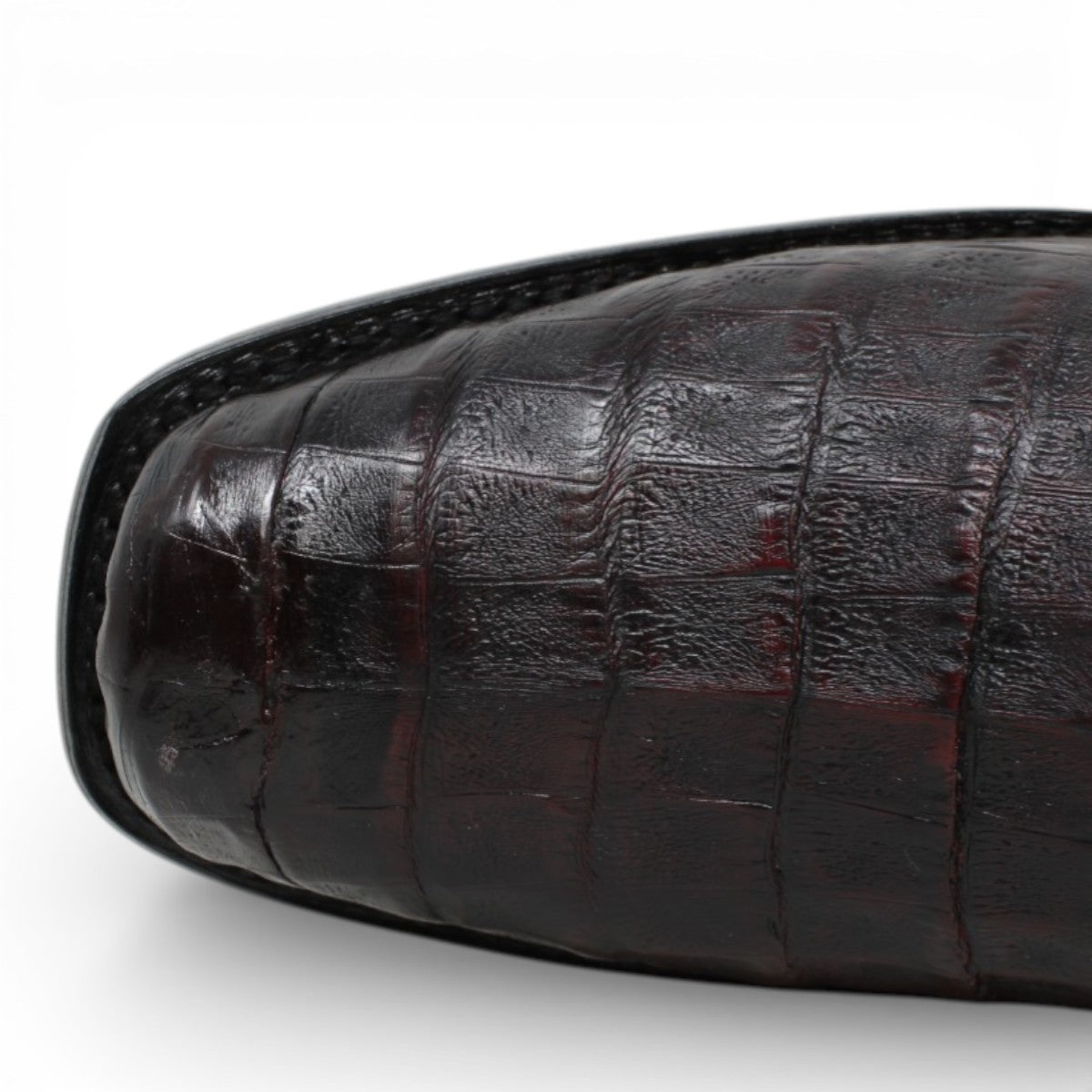 Botas de Caiman Cocodrilo Panza Original Punta 7 Cuadrada Color Negro Rojizo - Los Altos Boots - Los Altos Boots