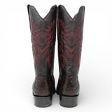 Botas de Caiman Cocodrilo Panza Original Punta 7 Cuadrada Color Negro Rojizo - Los Altos Boots - Los Altos Boots