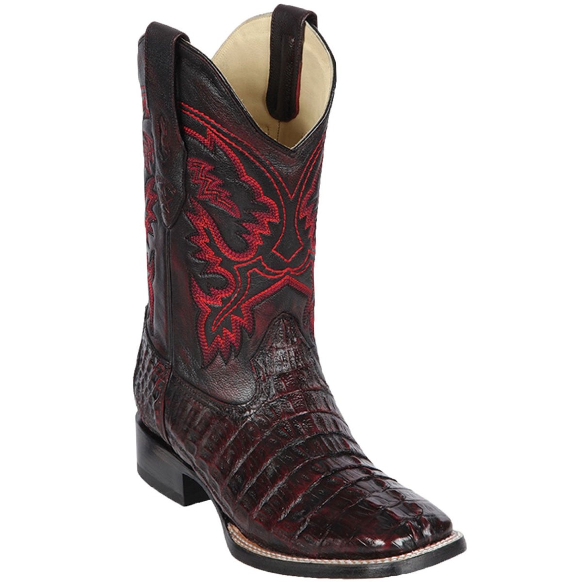 Caiman Rodeo Wallet Original Caiman Tail Boots Square Wide Rodeo Toe Reddish Black Color