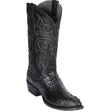 Western Genuine Caiman Hornback Round Toe Boots Black Color - Los Altos Boots Side View 