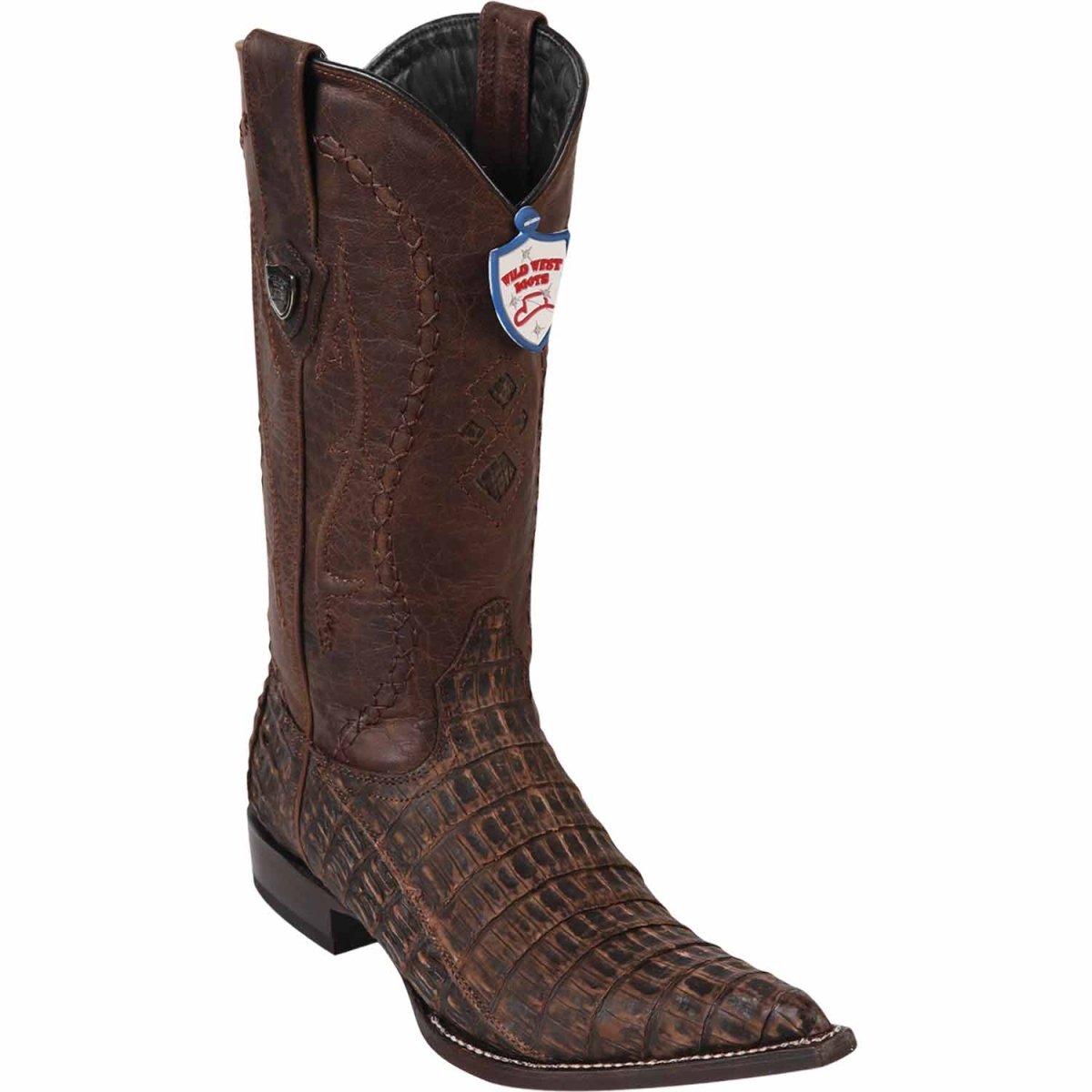 Botas de Caiman Original Punta 3X Color Cafe Lijado - Wild West Boots - Wild West Boots