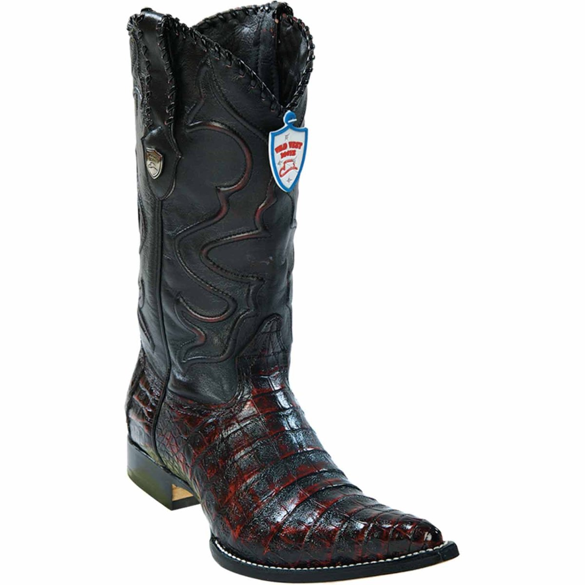 Botas de Caiman Original Punta 3X Color Negro Rojizo - Wild West Boots - Wild West Boots