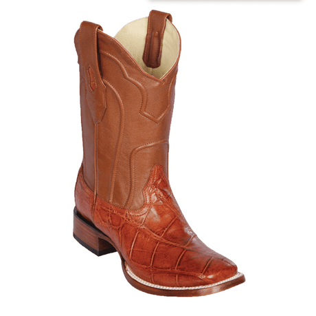 Botas de Caiman Original Punta Rodeo Cuadrada Ancha Color Cognac - Los Altos Boots - Los Altos Boots