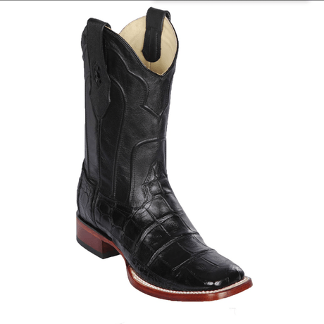 Botas de Caiman Original Punta Rodeo Cuadrada Ancha Color Negro - Los Altos Boots - Los Altos Boots