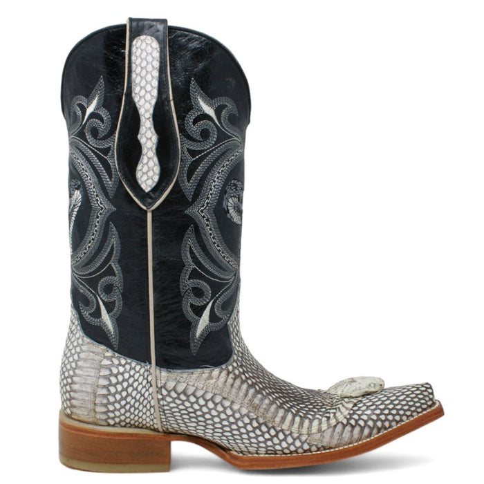 Botas de Cobra Original con Cabeza Horma 3X Aladino Color Natural WD-079 - White Diamonds Boots