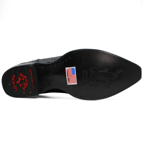 Original Caiman Crocodile  Tail Western Boots with Snip Toe in Black Color - Los Altos Boots - Sole