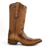 Botas de Cocodrilo Caiman Original Punta Cuadrada Europea Color Cafe Difuminado - Los Altos Boots - Los Altos Boots