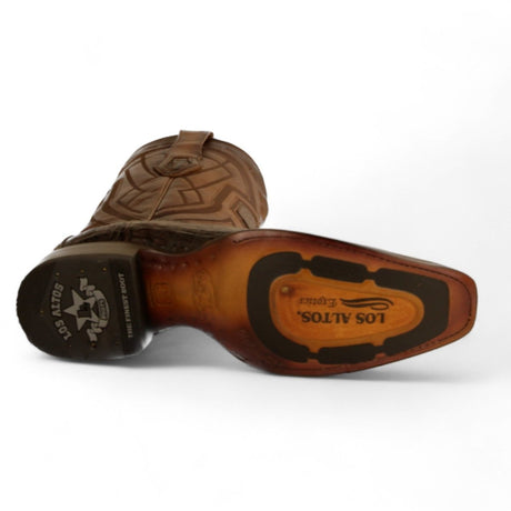 Botas de Cocodrilo Caiman Original Punta Cuadrada Europea Color Cafe Difuminado - Los Altos Boots - Los Altos Boots
