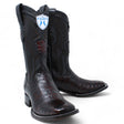 Genuine Crocodile Caiman Belly Wide Square Toe Boots Black Cherry Color - Wild West Boots Pair