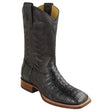 Wide Square Texas Rodeo Toe Exotic Caiman Belly Boots Black Color - Los Altos Boots - Side View