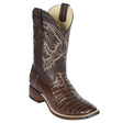 Botas de Cocodrilo Caiman Panza Punta Cuadrada Ancha Color Cafe - Los Altos Boots - Los Altos Boots