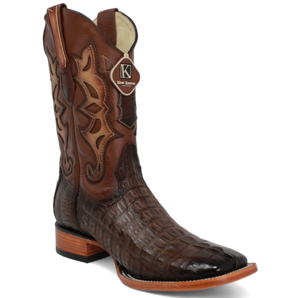 Punta Cuadrada Botas Piel De Cocodrilo Originales Botas De