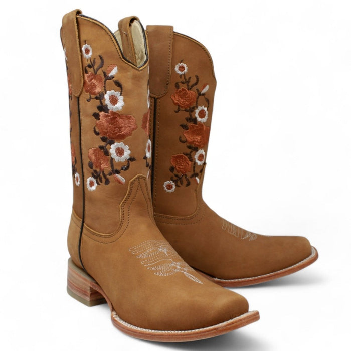 Botas de Cuero Acabado Nobuck para Dama en Miel ROD - 41551 - Rodeo Imports