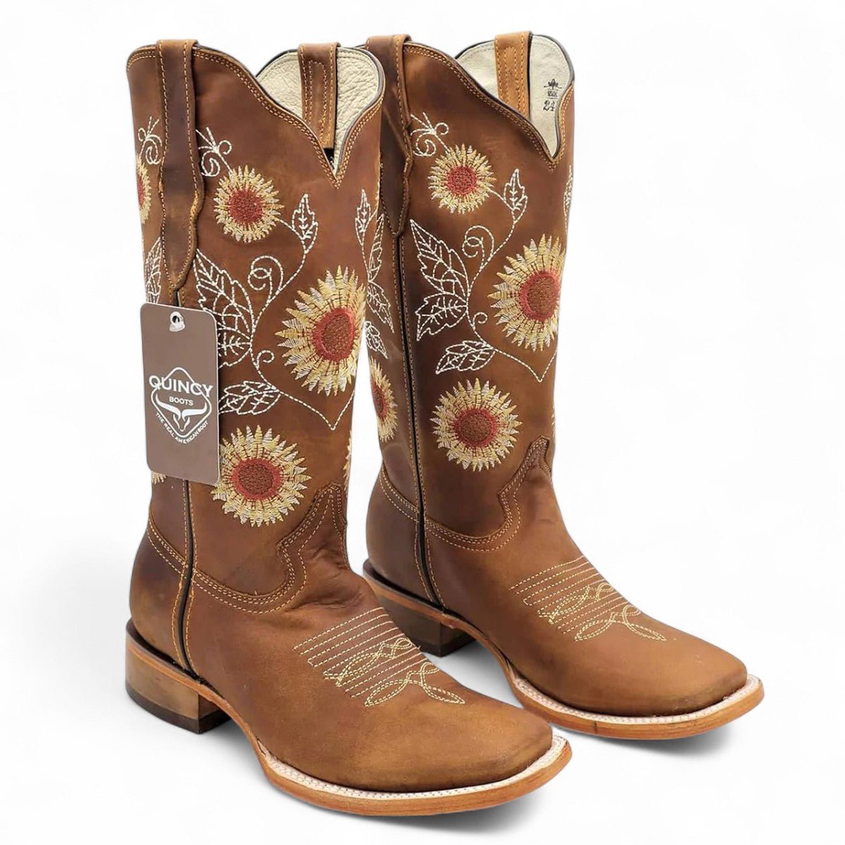 Botas de Cuero con Girasoles para Mujer en Horma Rodeo Q322G6231 - Quincy Boots