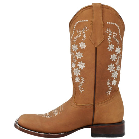 Botas de Cuero Crazy con Flores para Mujer en Horma Rodeo LC - 100 - Quincy Boots