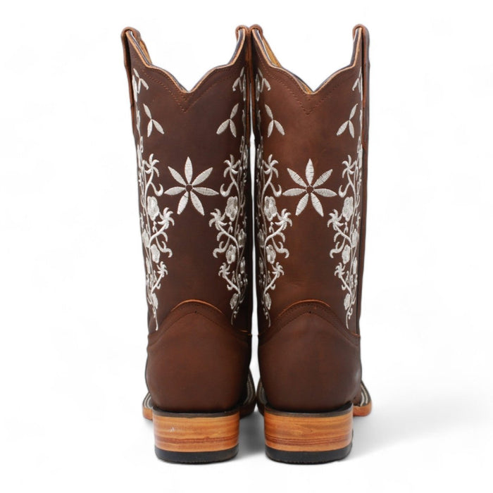 Botas de Cuero Crazy con Flores para Mujer en Horma Rodeo - Quincy Boots