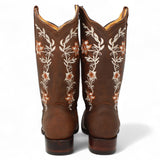Botas de Cuero Crazy con Flores para Mujer en Rodeo Cafe - La Sierra - La Carreta