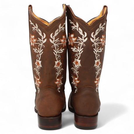 Botas de Cuero Crazy con Flores para Mujer en Rodeo Cafe - La Sierra - La Carreta