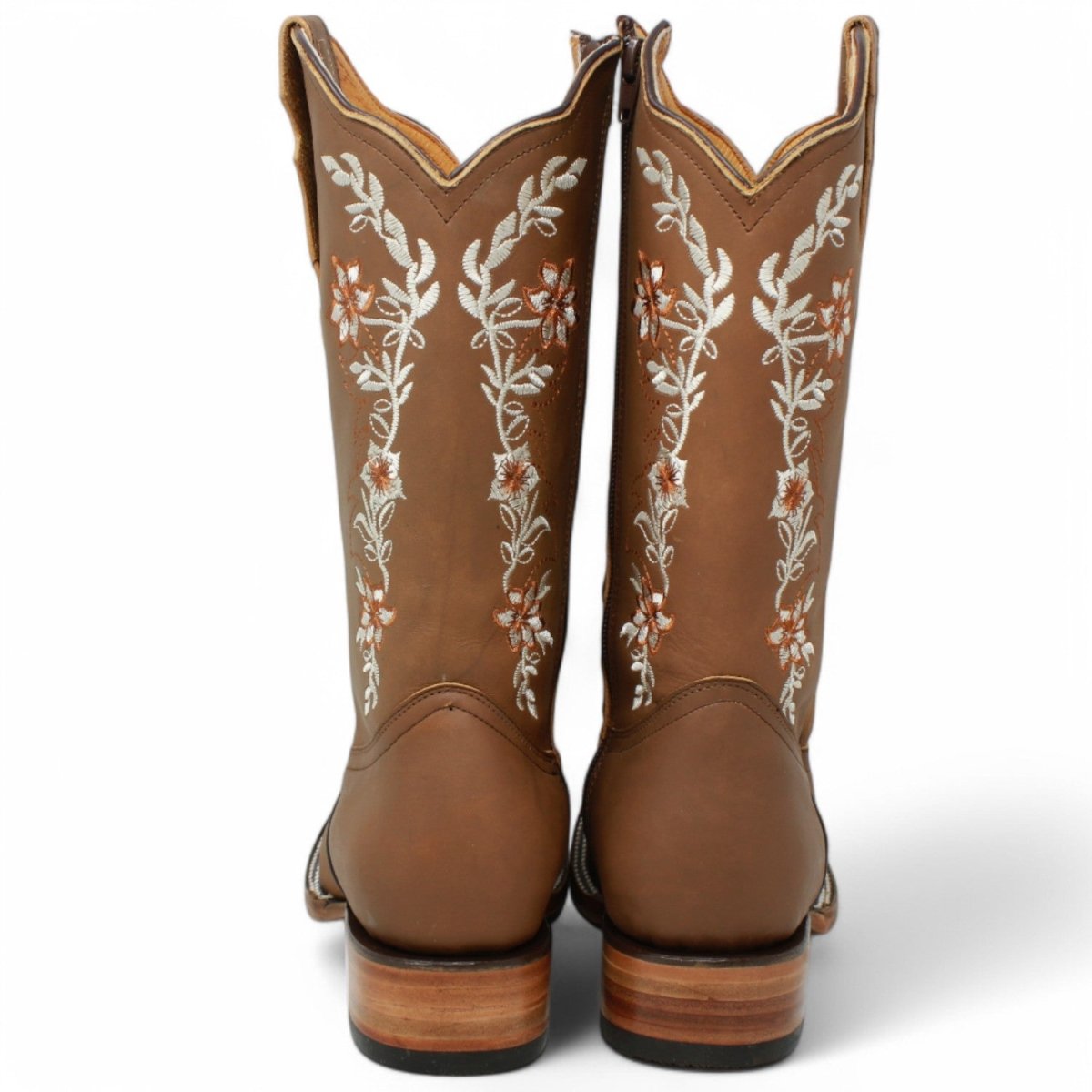 Botas de Cuero Crazy con Flores para Mujer en Rodeo Tan - La Sierra - La Carreta
