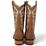 Botas de Cuero Crazy con Flores para Mujer en Rodeo Tan - La Sierra - La Carreta
