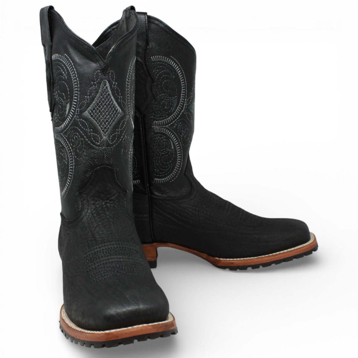 Original Bull Neck Leather Boots Rodeo Toe Tractor Sole WD  display picture 1