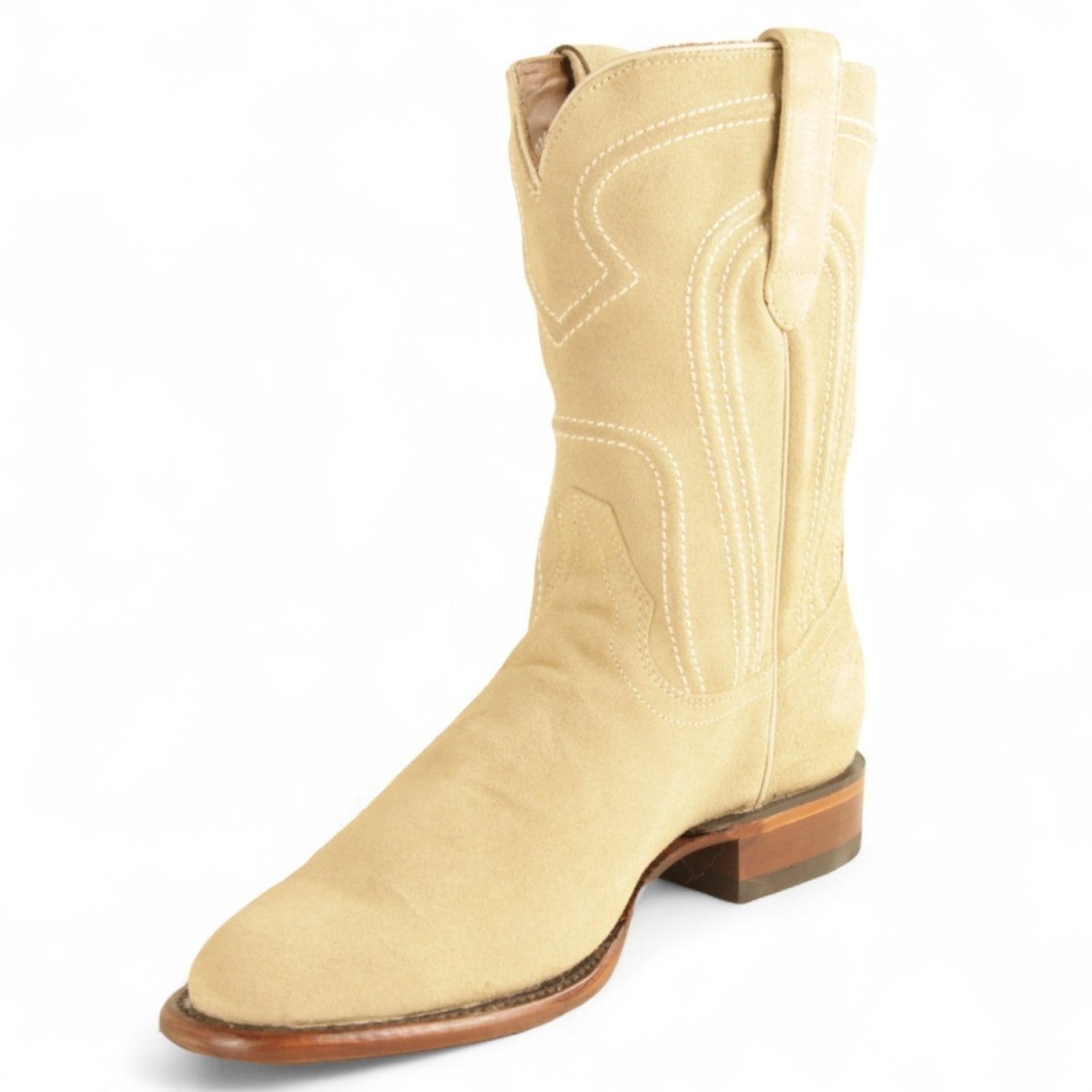 Botas de Gamuza de Piel Original Roper Punta Redonda con Zipper Color Arena - Los Altos Boots - Los Altos Boots