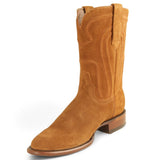 Botas de Gamuza de Piel Original Roper Punta Redonda con Zipper Color Cognac - Los Altos Boots - Los Altos Boots