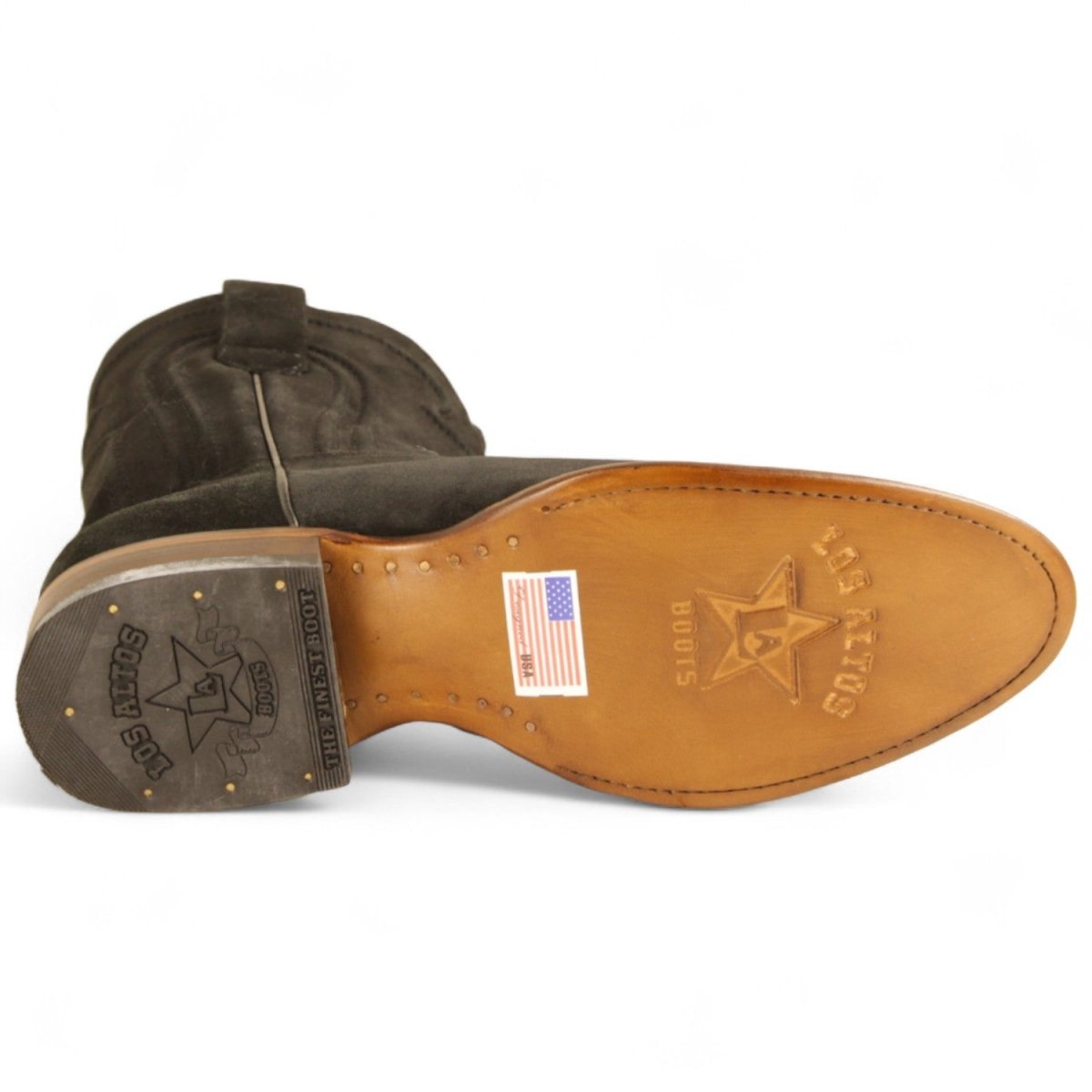 Botas de Gamuza de Piel Original Roper Punta Redonda con Zipper Color Negro - Los Altos Boots - Los Altos Boots