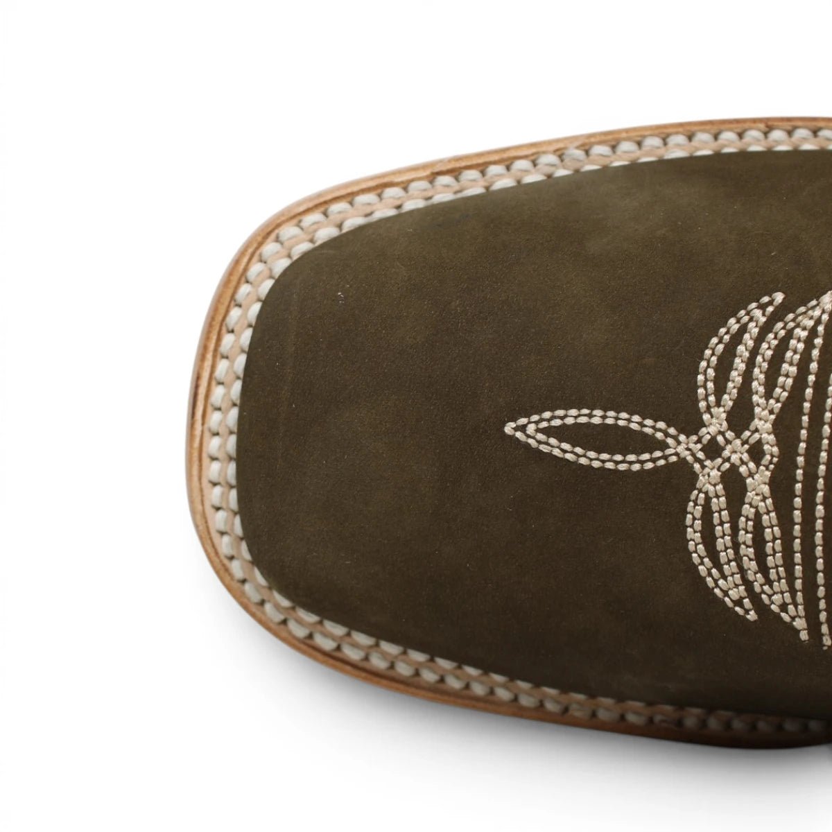 Botas de Gamuza Original Punta Rodeo Cuadrada Cafe con Rosas WD - 442 - White Diamonds Boots