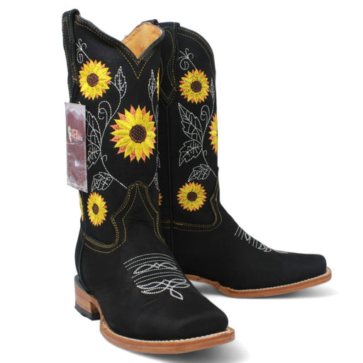 Botas de Gamuza para Dama con Girasoles - La Carreta