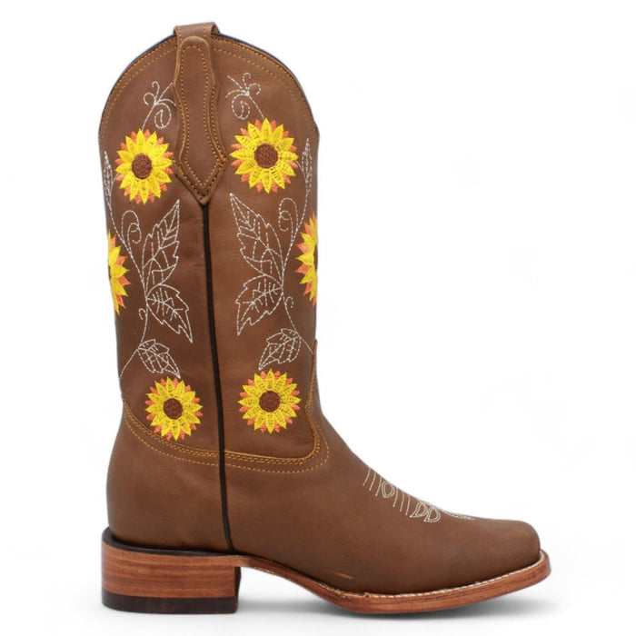 Botas de Gamuza para Dama con Girasoles - La Carreta