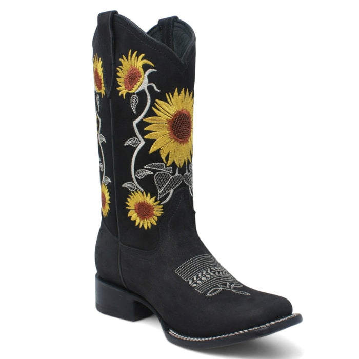 Botas de Gamuza para Dama Negra con Girasoles - La Carreta