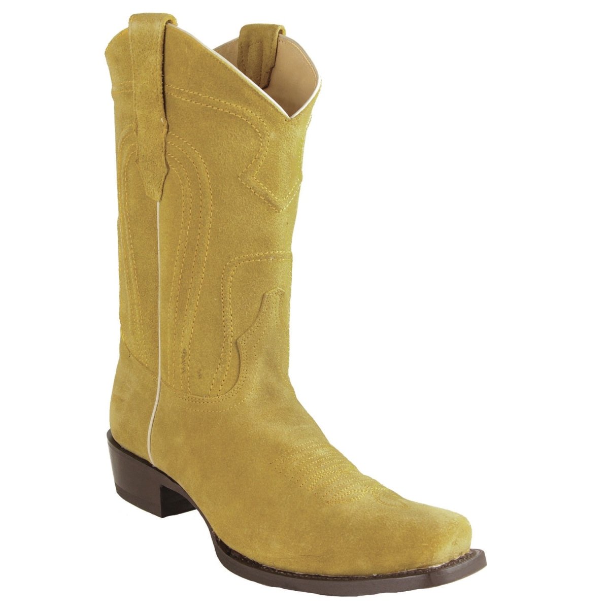 Botas de Gamuza Punta 7 Cuadrada Color Antique Saddle - Los Altos Boots - Los Altos Boots