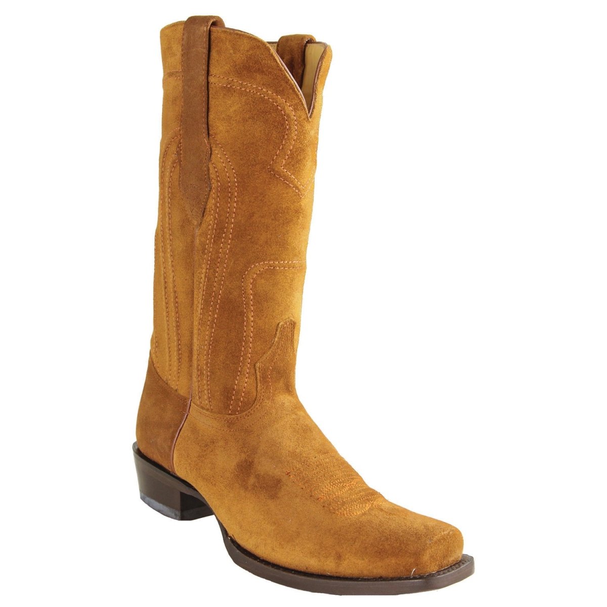 Botas de Gamuza Punta 7 Cuadrada Color Cognac - Los Altos Boots - Los Altos Boots