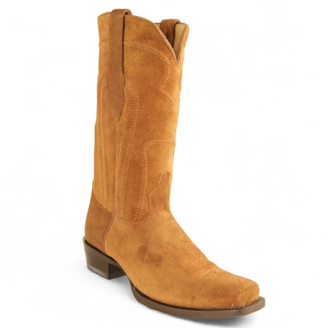 Botas de Gamuza Punta 7 Cuadrada Color Cognac - Los Altos Boots - Los Altos Boots