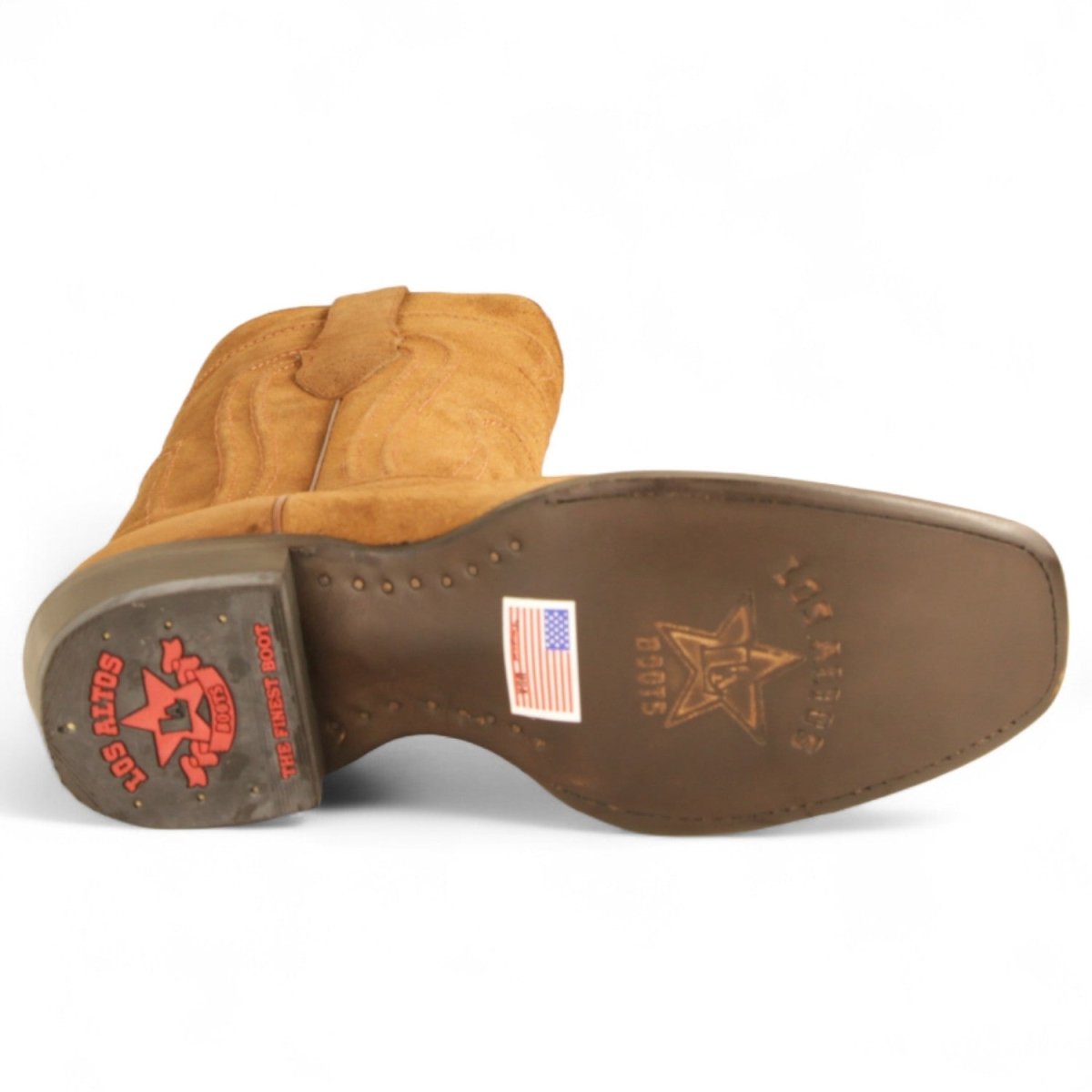 Botas de Gamuza Punta 7 Cuadrada Color Cognac - Los Altos Boots - Los Altos Boots
