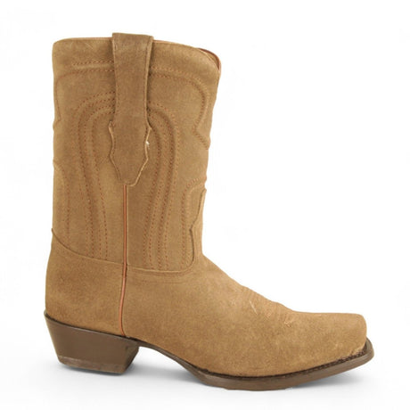 Botas de Gamuza Punta Rodeo Cuadrada Ancha Color Antique Saddle - Los Altos Boots - Los Altos Boots