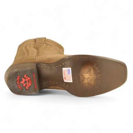 Botas de Gamuza Punta Rodeo Cuadrada Ancha Color Antique Saddle - Los Altos Boots - Los Altos Boots