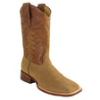 Wide Square Texas Rodeo Toe Suede Boots Taupe Color - Los Altos Boots - Side View