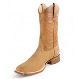 Botas de Gamuza Punta Rodeo Cuadrada Ancha Texas Color Taupe - Los Altos Boots - Los Altos Boots