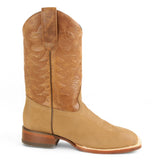 Botas de Gamuza Punta Rodeo Cuadrada Ancha Texas Color Taupe - Los Altos Boots - Los Altos Boots