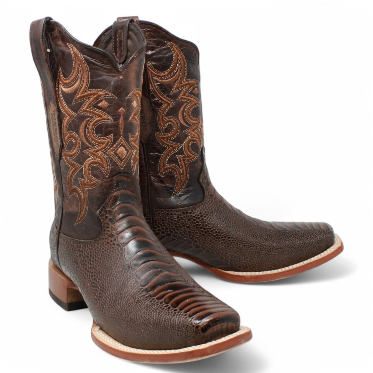 Botas de hombre Horma Cuadrada Pata de Averstruz Cafe - Rancho Semental - Tanner Mark Boots