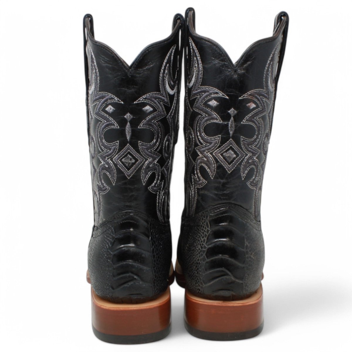 Botas de hombre Horma Cuadrada Pata de Averstruz Grabado Negro - Rancho Semental - Tanner Mark Boots
