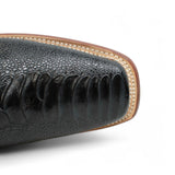 Botas de hombre Horma Cuadrada Pata de Averstruz Grabado Negro - Rancho Semental - Tanner Mark Boots