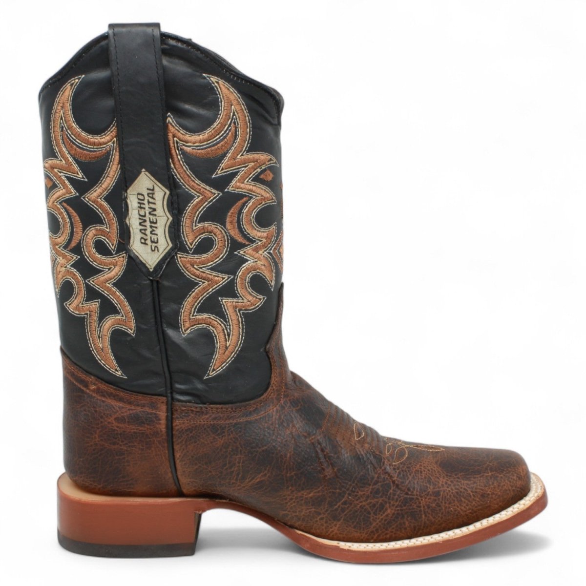 Men's Square Toe Boots Original Brown Leather - Rancho Semental