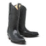 La Carreta Men's Pointed Toe Lizard Print Leather Western Boots - Black - Pair Side View 