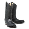 La Carreta Men's Pointed Toe Lizard Print Leather Western Boots - Black - Pair Side View 