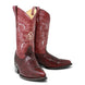 La Carreta Men's Pointed Toe Lizard Print Leather Western Boots - Burgundy - Pair Side View